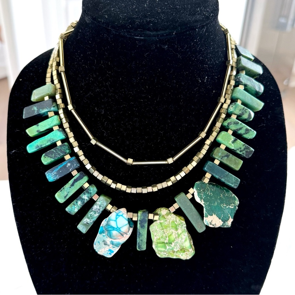Handmade Graduated Trapezoid Statement Slab Beads Necklace